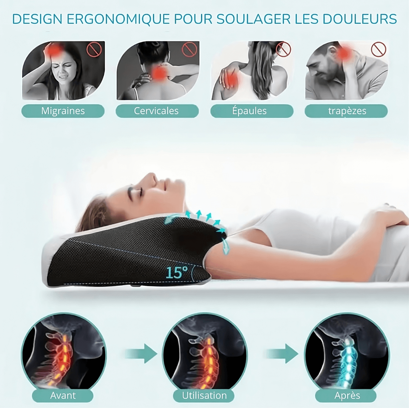 Oreiller Ergonomique à Mémoire de Forme Somergo™